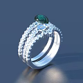 Elegant Silver Jewelry Ring With Emerald Center Stone And Surrounding Sparkling Diamonds