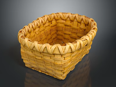 Woven Storage Basket For Household Use In Natural Color With Square Shape And Handmade Design 3d model