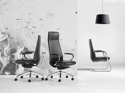 Black Modern Ergonomic Office Chair With Wheels Armrests And Metal Base 3d model
