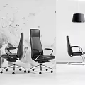 Black Modern Ergonomic Office Chair With Wheels Armrests And Metal Base