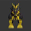 3D Model of Mythical Wolf with Yellow Black Spiky Mane and Purple Accents