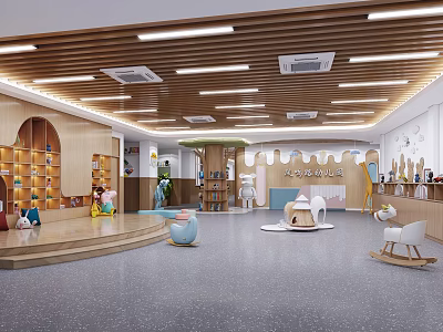 Modern Kindergarten Indoor Activity Space With Colorful Play Toys And Interactive Zones 3d model