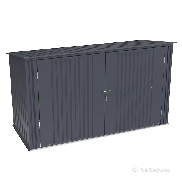 Gray Metal Storage Cabinet With Double Doors Lockable Design For Secure Storage 3d model 
