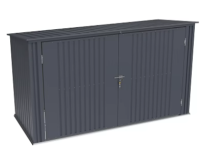 Gray Metal Storage Cabinet With Double Doors Lockable Design For Secure Storage 3d model