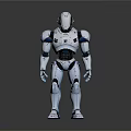 Silver Metallic Robot Figure With Mechanical Structure Standing On Reflective Floor