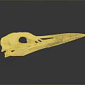 Animal Skull With Long Beak White Black And Blue Marks On Gray Background With Reflection