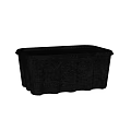 Black Rectangular Foam Container With Ribbed Texture And Fitted Lid Design
