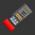 Electronic Device With Yellow Top Black Screen Drawer Red Manual Control Label And Red Keyboard