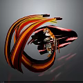 Dynamic Armored Character And Tiger With Red Black Flowing Energy Streaks