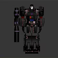 Black Robot Character With Purple Red Details And Mechanical Armor Structure 3d model