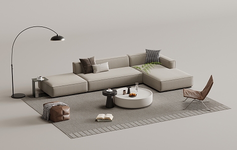 Modern sofa coffee table combination 3d model