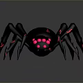 Black Spider With Pink Glowing Accents And Red Traces On Dark Surface