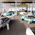 Modern Car Showroom Display With Multiple Colored Cars And Spacious Interior Design