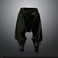 Traditional Green Pants Featuring Brown Belt Leather Boot Covers And Stitching Details