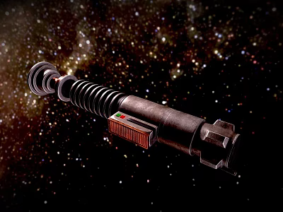 Vintage Metal Weapon With Spiral Design Red Accent On Sparkling Starry Background 3d model