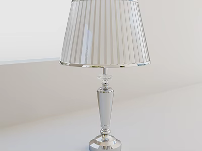 Modern Silver Table Lamp With Transparent Striped Lampshade And Sleek Base Design 3d model