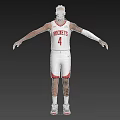 A Man Wearing White Rockets Number 4 Jersey With Arm Sleeve And Tattoos Standing Arms Outstretched