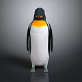 Low Poly Style Penguin Figurine Black White Yellow Standing On Dark Surface 3d model