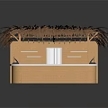 Stylish Wooden Bar Counter With Thatched Roof And White Countertop Design