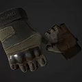 Tactical Green And Brown Gloves With Fabric Synthetic Material And Protective Palm Padding