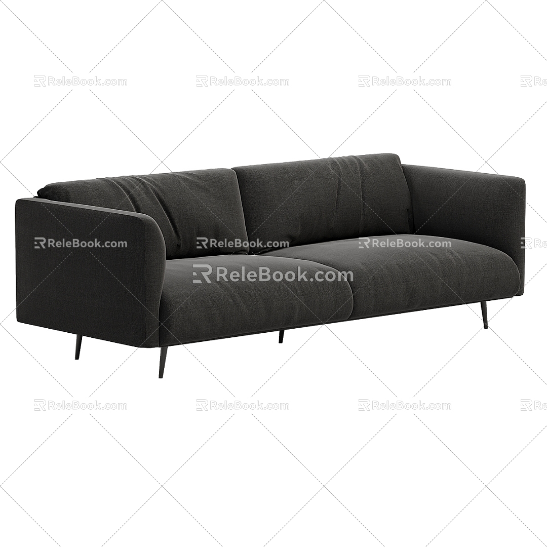 Simple Double Sofa Double Sofa Simple Sofa Grey Sofa Living Room Sofa 3d model