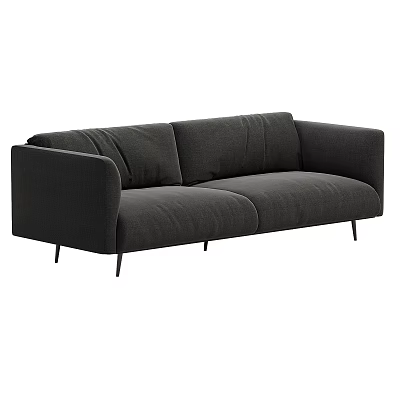 Modern Dark Gray Two Seater Sofa With Sleek Design And Slim Black Legs 3d model
