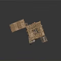 Traditional Thatched Market Stalls With Wooden Shelves Clay Pots And Tools