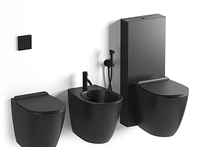 Sleek Black Modern Toilet With Bidet And Tank In Minimalist Bathroom 3d model