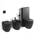 Sleek Black Modern Toilet With Bidet And Tank In Minimalist Bathroom