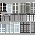 Floor to Ceiling Windows Various Design Styles with White Black Frames for Home Interior 3d model