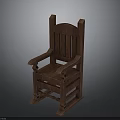 Classic Wooden Armchair With Vertical Slat Back And Sturdy Armrests