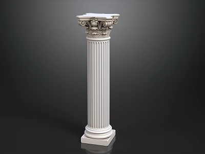 Classical White Column With Intricate Carved Capital And Fluted Shaft 3d model