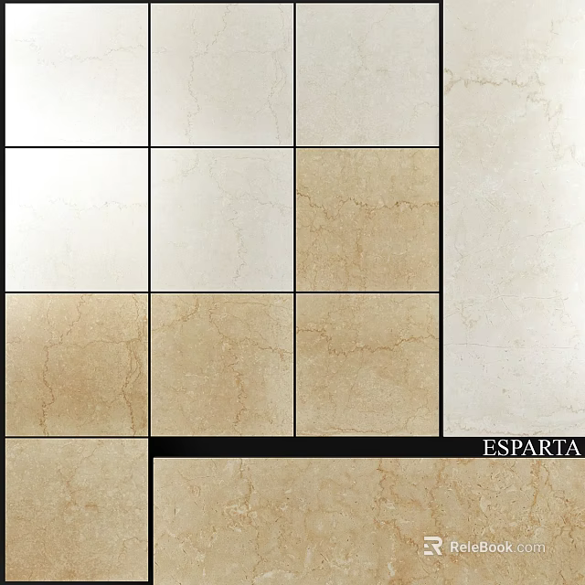 ESPARIA Textured Ceramic Tiles In Beige Cream Hues For Construction Components 3d model 