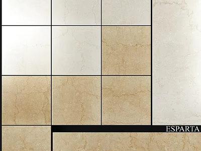 ESPARIA Textured Ceramic Tiles In Beige Cream Hues For Construction Components 3d model