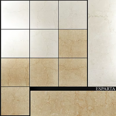 ESPARIA Textured Ceramic Tiles In Beige Cream Hues For Construction Components 3d model
