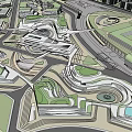 Modern Office Building Complex In Urban Planning With Green Spaces And Roads Layout