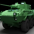 Green Military Armored Vehicle With Cannon Turret And Heavy Duty Wheels Design