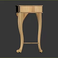 Light Colored Wooden Console Table With Curved Legs And Single Drawer Design 3d model
