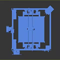 Detailed Blue 3D Model of Mechanical Frame Structure with Engineering Components