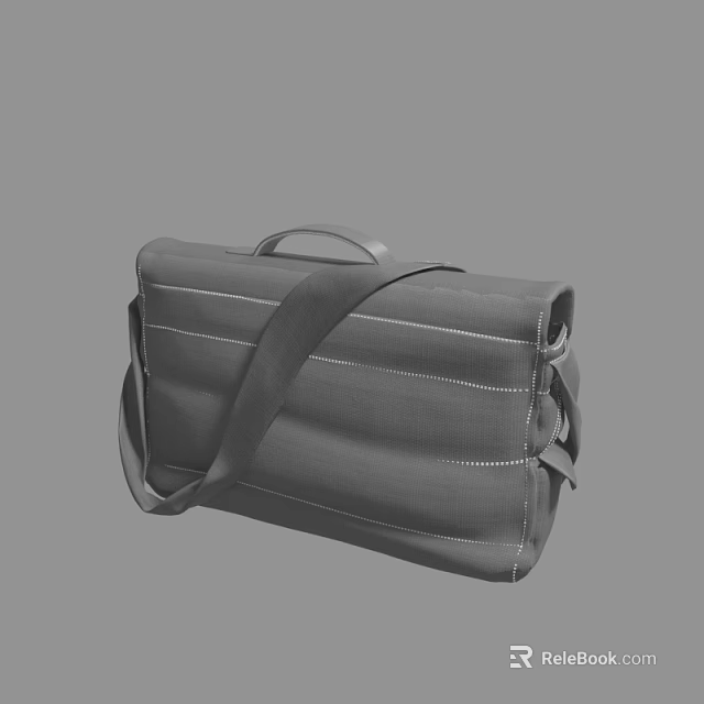 Gray Fabric Shoulder Bag With Stitched Details Top Handle And Sleek Design 3d model 
