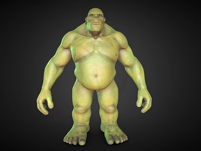Giant Green Skinned Fantasy Creature Character 3D Model Muscular Build Standing Pose 3d model
