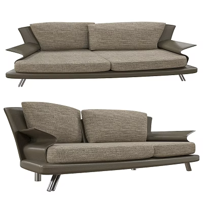 Modern Gray Sectional Sofa With Fabric Upholstery Comfortable Armrests And Metal Legs 3d model