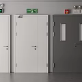 Essential Fire Equipment with Emergency Exit Signs Fire Alarms and Emergency Lights on Safety Doors