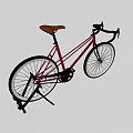 Classic Red Bicycle Isolated with Brown Seat Black Wheels on Gray