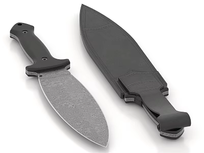 High Quality Tactical Fixed Blade Knife With Black Handle Matte Blade And Durable Sheath 3d model