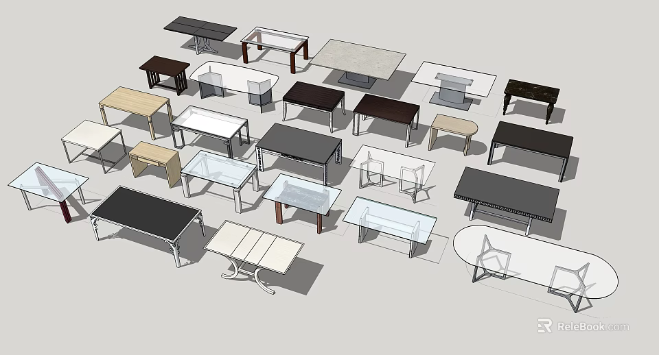 Various Modern Dining Tables With Different Materials And Stylish Designs 3d model