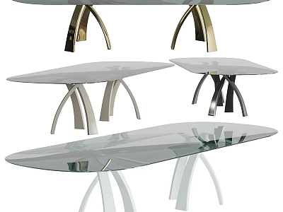 Modern Coffee Tables With Glass Tops And Metal Legs In Gold Silver Black 3d model