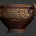 Traditional Ceramic Cup Sculpture With Red Exterior Yellow Interior And Intricate Patterns Handle