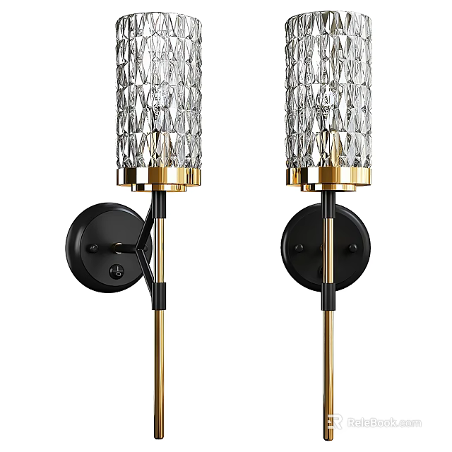 Modern Elegant Crystal Wall Lamp with Gold Black Metal Design for Interior Decoration 3d model 