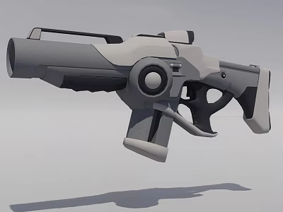 Futuristic Blaster Pistol Design With Sleek Barrel And Ergonomic Grip Structure 3d model